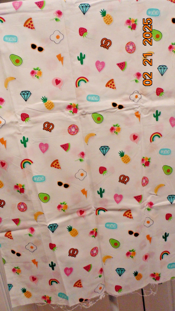 Pineapple Strawberry Rainbow Egg Pizza Pretzel Doughnut Cotton Fabric 35″L x42″W
