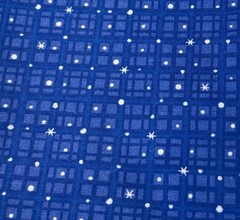 Blue Cotton Fabric Square Star & Grid Pattern 9″x44″ Sewing Quilting Crafting