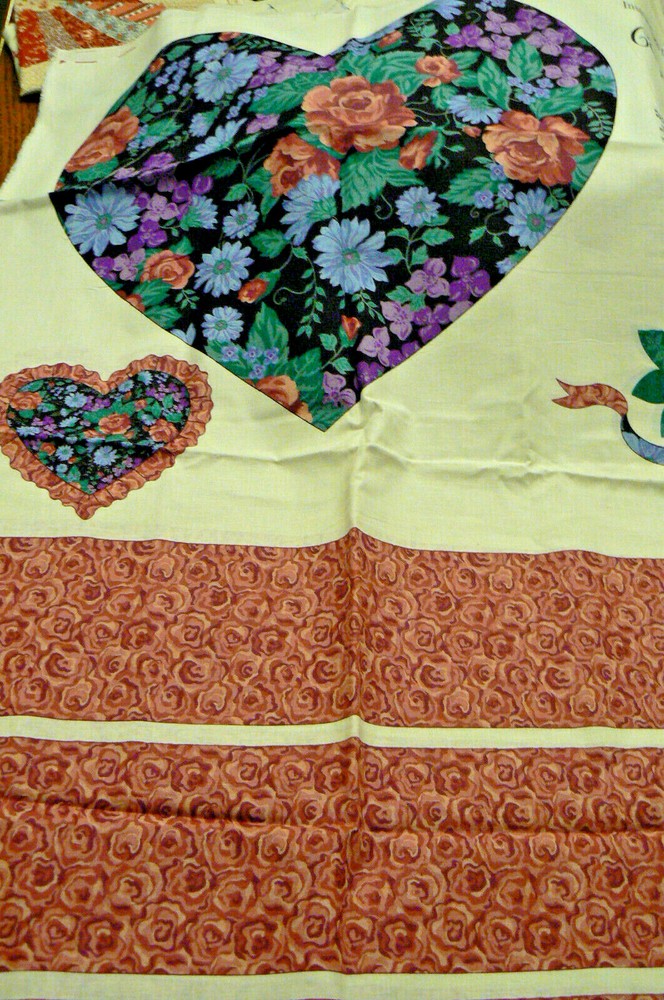 Fabric Panel COUNTRY LOVE Heart Pillow Ruffle Springs Industries Country Store