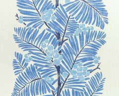 BRUNSCHWIG & FILS CURTAIN FABRIC DESIGN Palmar Print 5.2 METRES BLUE 100% LINEN