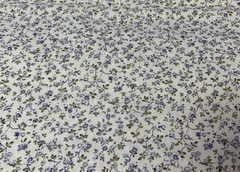 Vtg Dainty Floral Print Fabric By Peter Pan Fabrics Lavender Green On White BTY