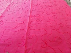 3 ½ yd Pink COTTON FABRIC with Embroidered Swirls Lightweight 44×127 Quilt Craft