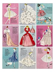 Set of 9 Vintage Retro 1960’s Pastel Barbie Doll Cotton FABRIC Images
