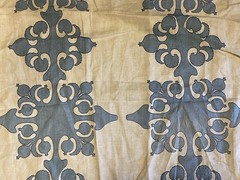 Quadrille 2017 Argentine Blue On White Linen Remnant India Middle East Morocco