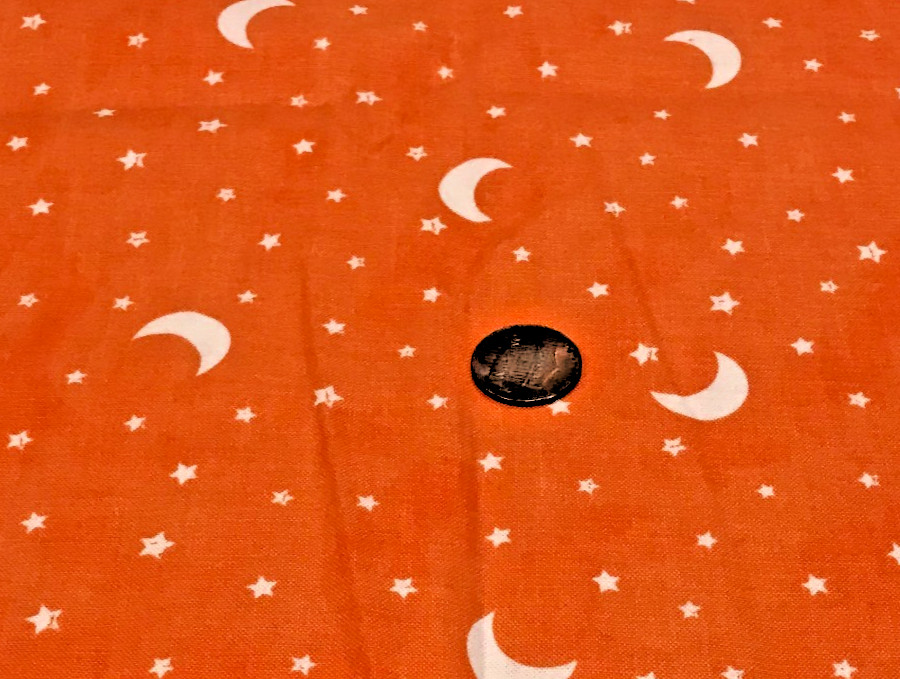 “Boo Moon” * Moons & Stars on Orange * Michel MIller Fabrics 100% Cotton*8″x21″