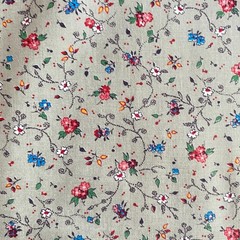 1.8 YD Vintage Ditsy Floral Fabric Gray Cotton Concord