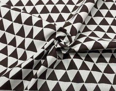 PERENNIALS GEO TRIANGLE BROWN IVORY OUTDOOR INDOOR JACQUARD FABRIC BY YARD 54″W