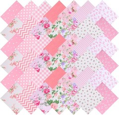 42Pcs Pink Charm Packs Quilting 100% Cotton Fabric Squares 5 x 5Inch Pre-Cut
