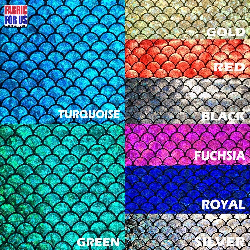 Fish Scale / Mermaid Holographic & Reflective 4-Way Stretch Fabric 58/60″ Wide
