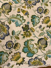 Mill Creek Fabrics Teal Floral Home Decor Fabric $7/yard, 3 Yd Minimum Purchase