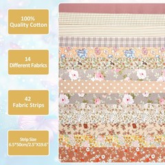 42 PCS Jelly Roll Fabric Strips Soft Cotton PreCut Quilting Bundles Kit