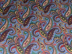 1/2 Yd Vintage Blue Paisley Floral Print BTHY Cotton Fabric by Cranston Print