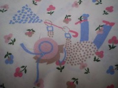 Vintage Pink/Blue HOLLY HOBBIE/GIRL Fabric Remnant (149cm x 34cm)