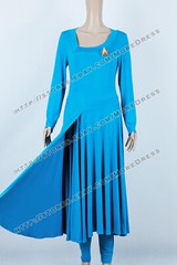 Deanna Troi Costume for Star Trek Commander Cosplay Blue Stretchable Dress
