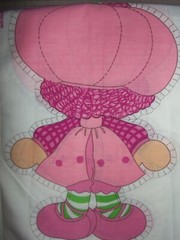 1981 RASBERRY TART fabric pillow panel cut and sew doll vintage Strawberry