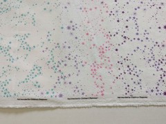 Pink Purple Turquoise Stars on White Cotton Flannel Fabric 2 yds