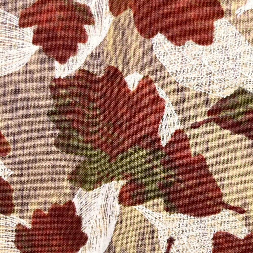 Fall Autumn Red Green Oak Leaves Joann Fabric Quilters Cotton Tan Background