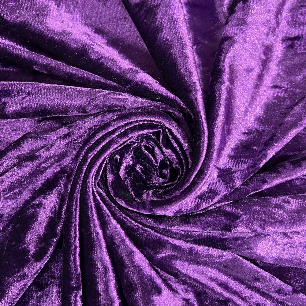 Samantha PURPLE Polyester Stretch Crushed Velvet Fabric by the Yard for Bows, T