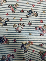 VTG Beloved Bears Marcus Bros Textiles Twill Faux Ticking w/ Tossed Bears BTHY