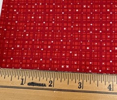 Red Cotton Fabric 10″x42″ White Star Grid Pattern Sewing Quilting Crafts