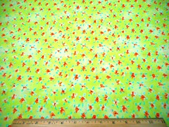 Floral Fabric By Yard SALE Orange Green Floral Lt Lime Green Premium Cotton #PC