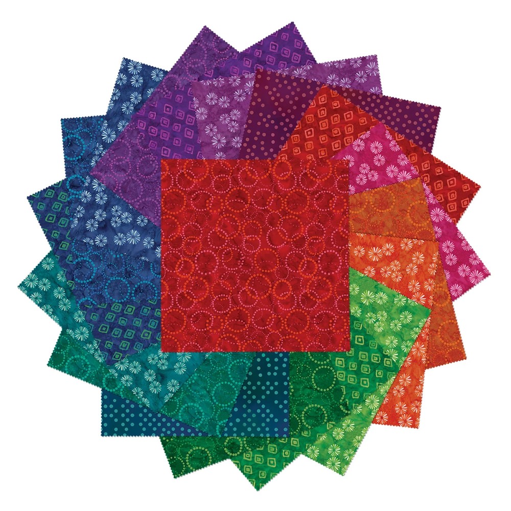 10in Squares Bali Effects, 42pcs/bundle Benartex Cotton Layer cake