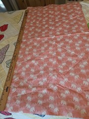 Pink/White Elephant Animal Print Fabric Piece, Animals theme