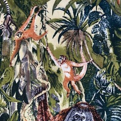 jungle safari animals themed Quality cotton Fabric 1/2 YdTiger Elephant Monkeys
