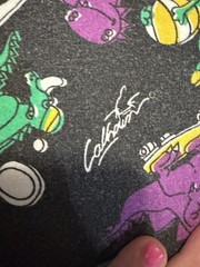 Vintage Calhoun Dinosaur Sports Fabric 38×40 Black Purple Green 90s Novelty
