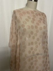 Blush Pink Pure Silk Chiffon Fil Coupe Satin Polka Dot Fabric By The Yard 44″ W