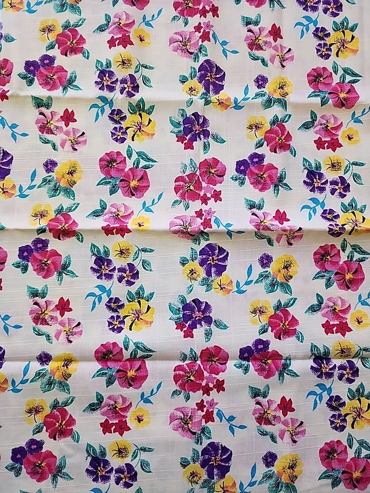45″ X 22.5″ Floral Cotton Linen Sewing Craft Quilting Fabric Remnant Colorful