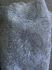 White Lace Fabric Floral Pattern Embroidery Scalloped DIY Wedding Party Decor