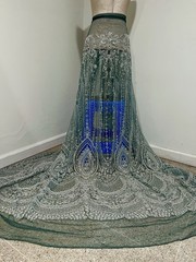 Silver Green Beaded Sequins Embroidery Lace Fabric 50” Width SOLD BY THE YARD
