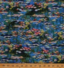 Cotton Claude Monet Water Lilies Pond Painting Fabric Print by the Yard D651.18