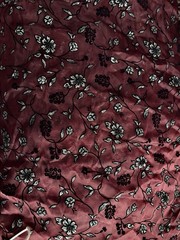 VTG French Sheer Floral Burnout Black Velvet Vine Leaves Fabric 6 Yards Lot HTF