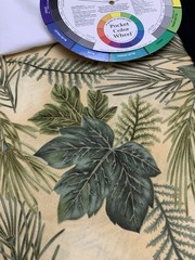 Hoffman Cotton Fabric Indian Summer Green Leaves Pine Needles Gold Yellow BTY