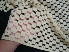1 of 25 yds Belle Maison Fabric Lace Crochet Bianca Barley beige 54″ x 36″ BTY