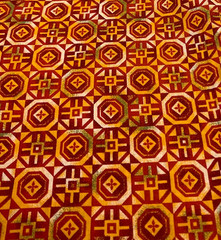 HANCOCK FABRICS – BURGUNDY, RED, GREEN & GOLD GEOMETRIC- BY THE YARD