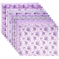 12pcs Purple Printed Polyester Quilting Fabric Bundles 18″x22″ for DIY Crafts