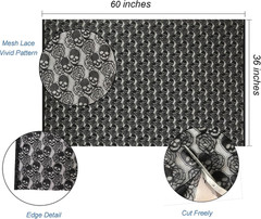 60 * 36 Inches Lace Fabric, 1 Yard Black Skull Pettern Lace Fabric, 1 Yd Non-Str