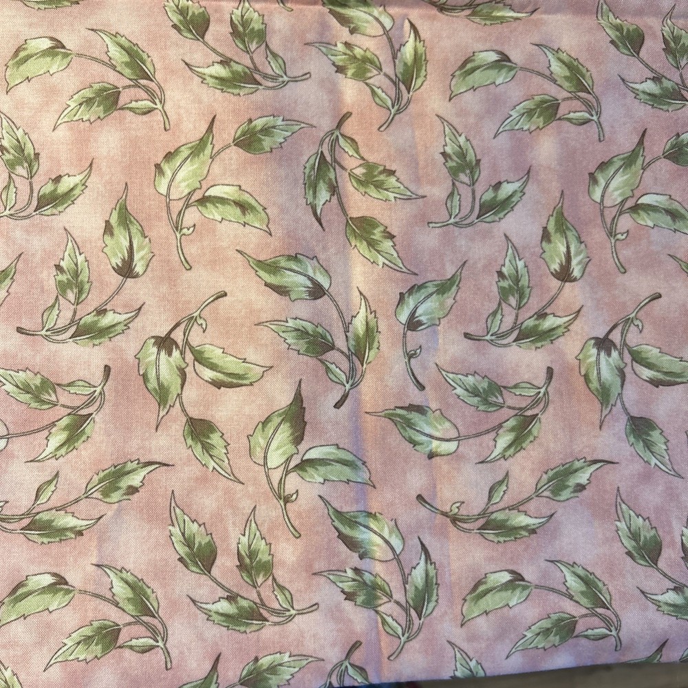 Fuchsia by Jackie Robinson for Maywood Pink With Green Leaves 1 Yard