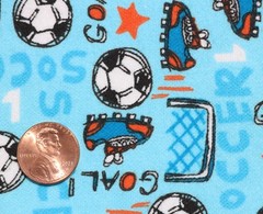 2 Yards Blue Soccer Print Cotton Flannel Fabric JO-ANN Fabrics