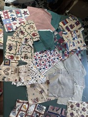 Large lot of vintage Cotton Fabric Squares Hearts Farm Country Designs