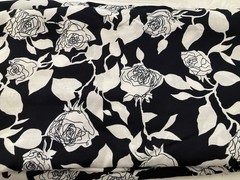 High Quality Cotton Poplin Fabric Designed in Japan Dark Navy White Roses 6 Yard