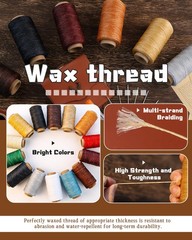 DIUDUS 218 Yards Waxed Thread, Leather Sewing Thread with Heavy Black