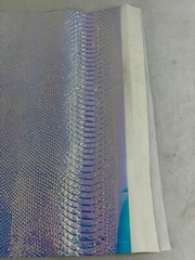 Glossy Embossed Faux Leather Vinyl Upholstery 54″L X 18″W Light Blue Snake