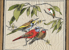 Vintage Piece unused FABRIC signed BIRD LAND all VAT Colors Screenprint 36×30