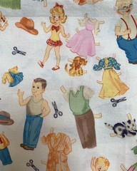 *OOP/VHTF* Michael Miller Paper Family Dolls Cotton Fabric by the HALF YARD