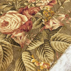 Vintage Richloom Floral Cotton Jacquard OLIVE Green Drapery Pillow Fabric BTY