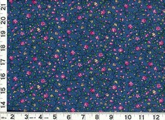 Pink Roses Leafy Vines Flowers on Dark Blue Quilting Sewing Fabric by Yard #759